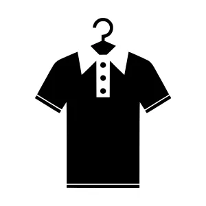 Black Polo Shirt on Hanger - Vector Icon
