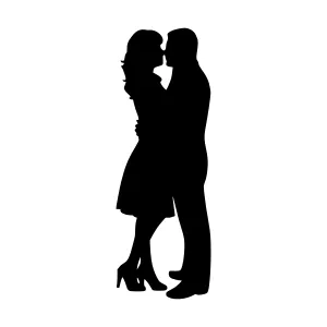 Silhouette Couple Kissing - Black & White