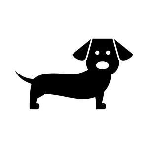 Black Sausage Dog Icon - Vector Illustration