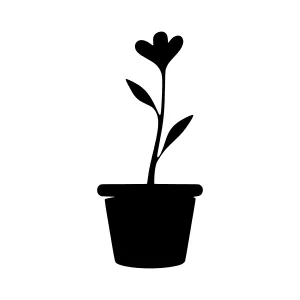 Black Flower Pot Silhouette Vector