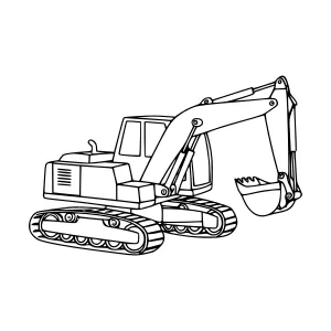 Black & White Excavator Illustration