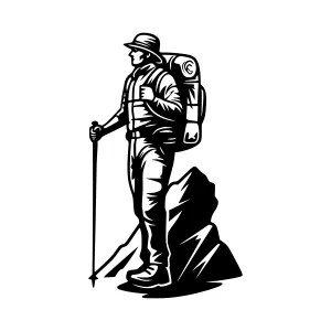 Vintage Hiking Silhouette - Adventure Illustration