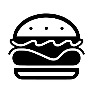 Burger Icon - Simple Black & White Vector