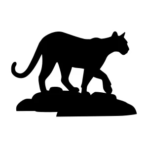 Silhouette Panther on Rock - Vector Graphic