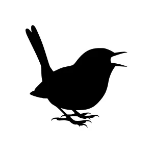 Silhouette Bird Vocalization - Black Outline