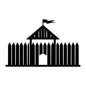 Black Fence Gatehouse Icon - Vector Illustration