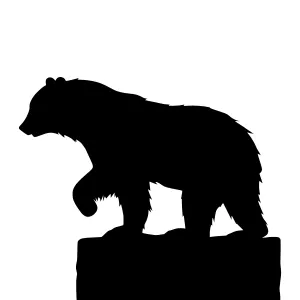 Silhouette Bear on Rock - Vector Graphic