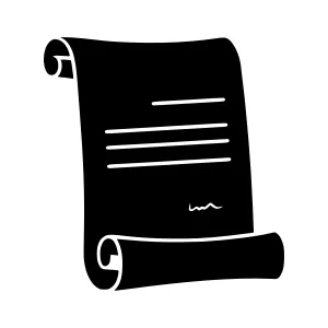 Rolled Scroll Paper Icon - Black Silhouette
