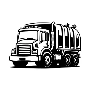 Black & White Garbage Truck Illustration
