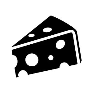 Cheese Slice Icon - Black Silhouette