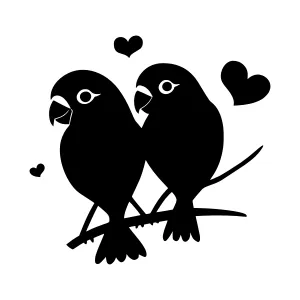 Silhouette Birds Love Hearts