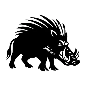 Black Wild Boar Silhouette Vector Illustration