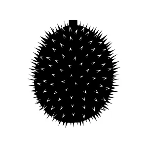 Black Durian Fruit Icon - Minimalist Vector Illustration