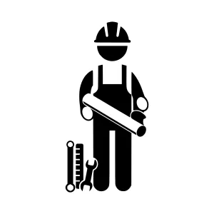 Construction Worker Blueprint Icon - Vector Illustration
