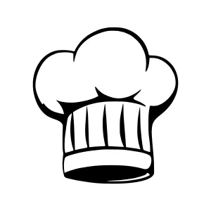 Chef's Hat Illustration - Black & White Vector