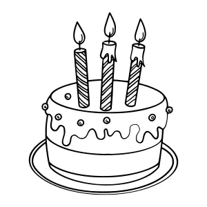 Line Art Birthday Cake with Candles