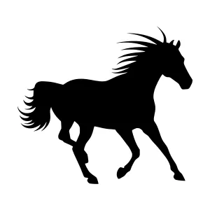 Silhouette Horse Running - Vector Graphic