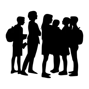 Silhouette Group People Walking - Vector Illustration