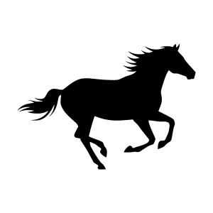Silhouette Horse Running - Black Vector Graphic
