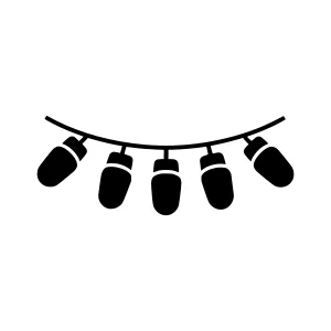 Black String Lights Icon - Minimalist Illustration