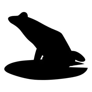 Black Frog Silhouette on Lily Pad - Vector Icon