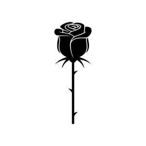 Black Rose Silhouette Vector Illustration