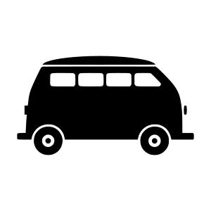 Vintage Camper Van Icon - Black Outline