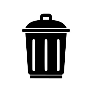 Simple Trash Can Icon - Black Silhouette