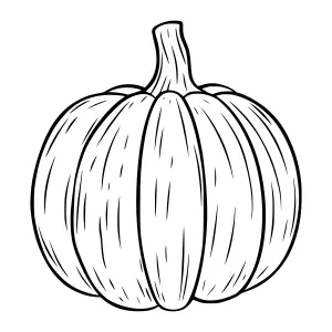 Black & White Pumpkin Outline Vector Illustration