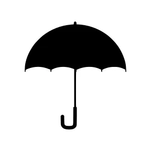 Black Umbrella Icon - Minimalist Silhouette
