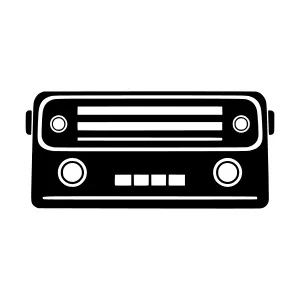 Vintage Car Radio Icon - Black & White Vector