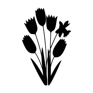 Black Tulip Flowers Silhouette Vector