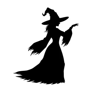 Silhouette Witch Flying - Halloween Graphic