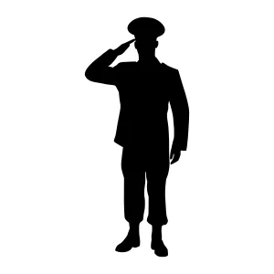 Silhouette Soldier Saluting - Vector Illustration