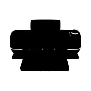Minimalist Printer Icon - Black Silhouette
