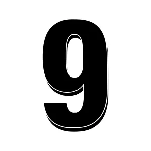 Bold Number 9 Graphic Design Vector
