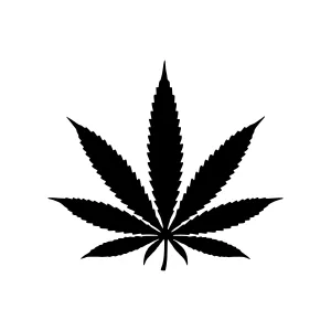 Black Cannabis Leaf Silhouette Icon