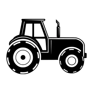 Black Tractor Silhouette Vector Illustration