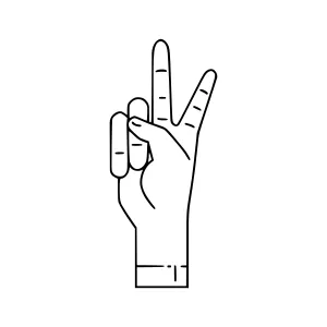 Hand Peace Sign Line Art Illustration