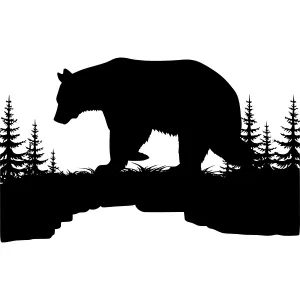 Silhouette Bear in Forest Landscape