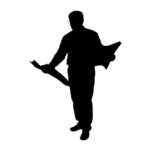 Silhouette Man Holding Map - Business Illustration