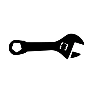 Black Wrench Icon - Simple Tool Vector
