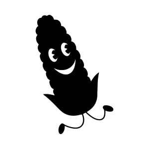 Cartoon Corn Character - Silhouetted Fun Illustration