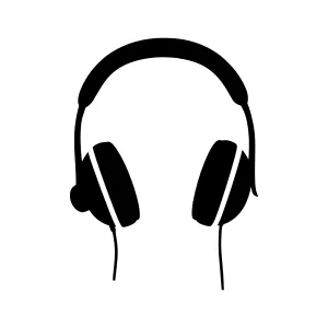 Silhouette Headphones Icon - Black on White