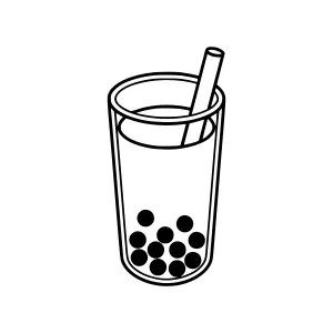 Bubble Tea Illustration - Black Outline