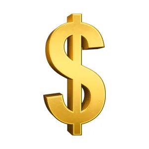 3D Golden Dollar Sign Symbol