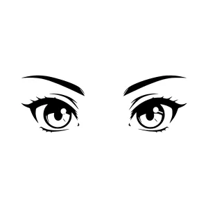 Anime Eyes - Black Silhouette Vector