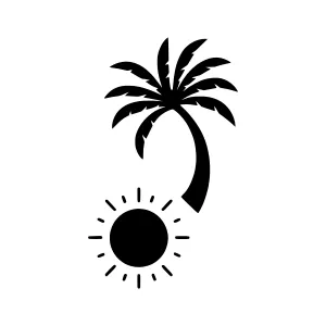 Palm Tree Silhouette Sun Icon