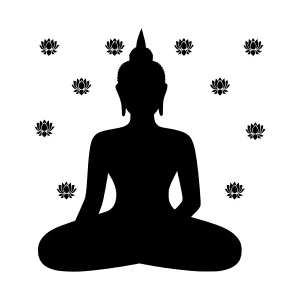 Silhouette Buddha Meditation Lotus Flowers