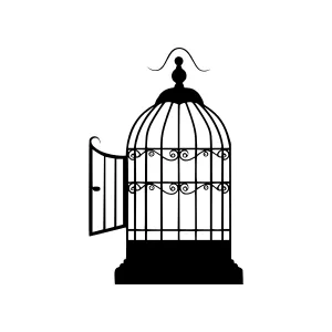 Open Birdcage Silhouette Vector Illustration